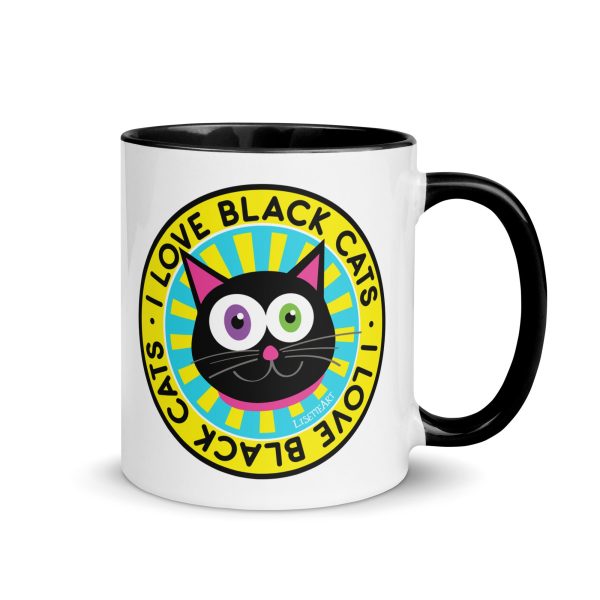 I Love Black Cats  Coffee Mug with Color Accents Supply