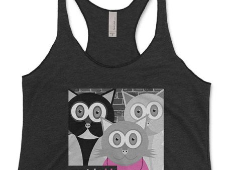 Purrrty in Pink  80 s Parody Tri-blend Racerback Cat Tank Supply