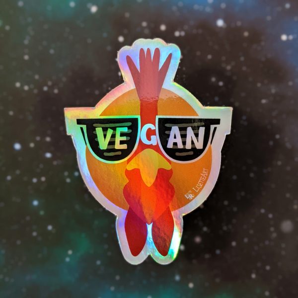 Vegan Sunglasses  Cool Chicken Holographic Vinyl Sticker Online Hot Sale