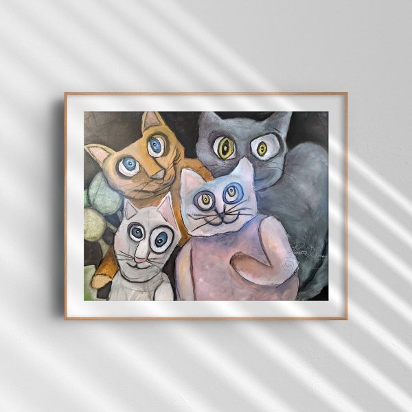 Crazy Kats  Whimsical Cat Painting Art Print For Discount