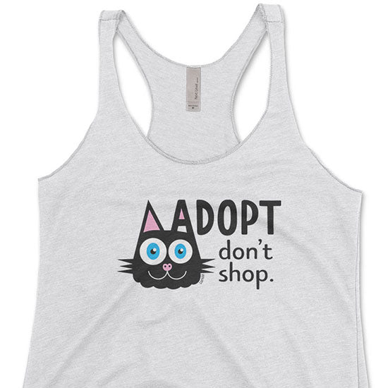 Adopt, Don t Shop.  (cat ear) Tri-blend Racerback Tank Fashion