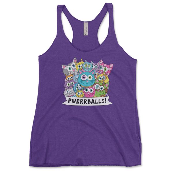 Purrrballs!  Tri-blend Racerback Cat Tank Fashion