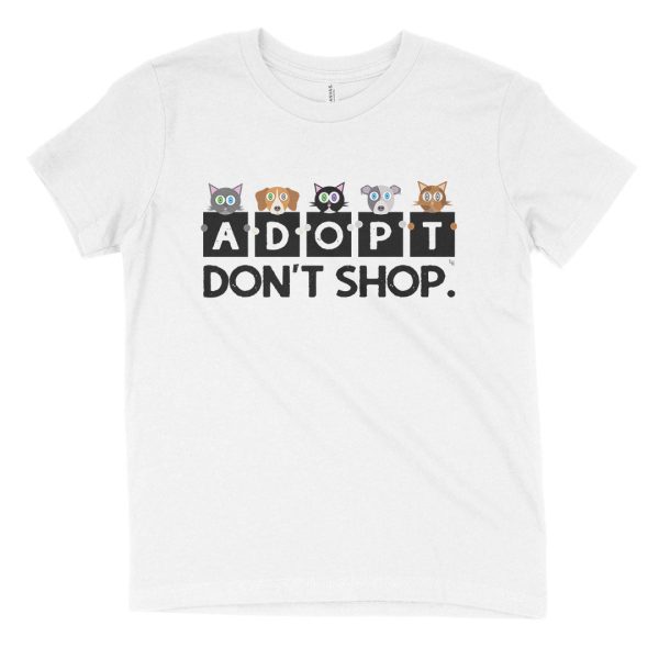 Adopt, Don t Shop.  Kids Youth Cats and Dogs T-Shirt Online Sale