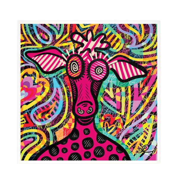 Doodle Pop Pink Cow  Art Print Discount