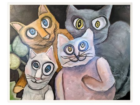 Crazy Kats  Whimsical Cat Painting Art Print For Discount