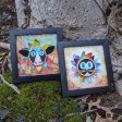 Whimsical Cow Flower - 6  Framed Mixed Media Art Hot on Sale