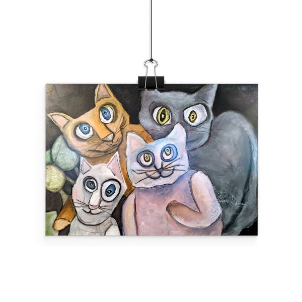 Crazy Kats  Whimsical Cat Painting Art Print For Discount