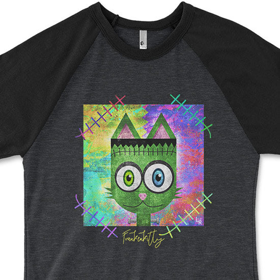 SALE  Frankenkitty  Unisex Raglan Frankenstein Cat Shirt For Discount