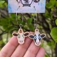 Cute Cows - Mismatch Printed Wood Charm Vegan Hoop Earrings Online Hot Sale