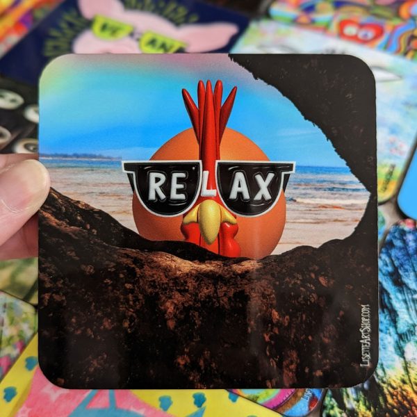 Beach Chicken with Relax Sunglasses - Art Coaster Sale