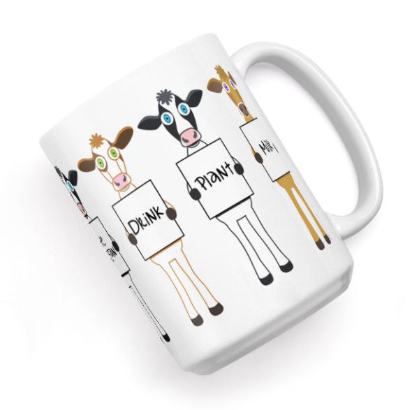 Drink Plant Milk  Large Vegan Cow Coffee Mug Fashion