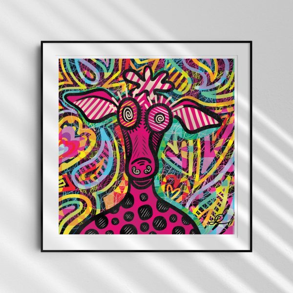 Doodle Pop Pink Cow  Art Print Discount