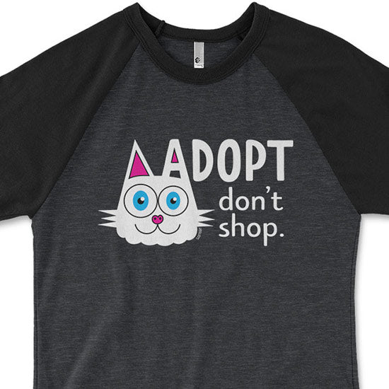 SALE  Adopt, Don t Shop.  (cat ear) Unisex Raglan Shirt Discount