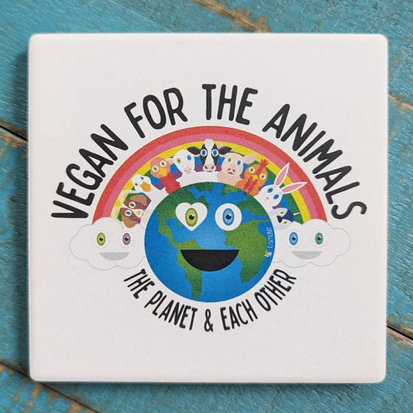 Vegan for Everything  Cute Animals Square Stone Coaster Online