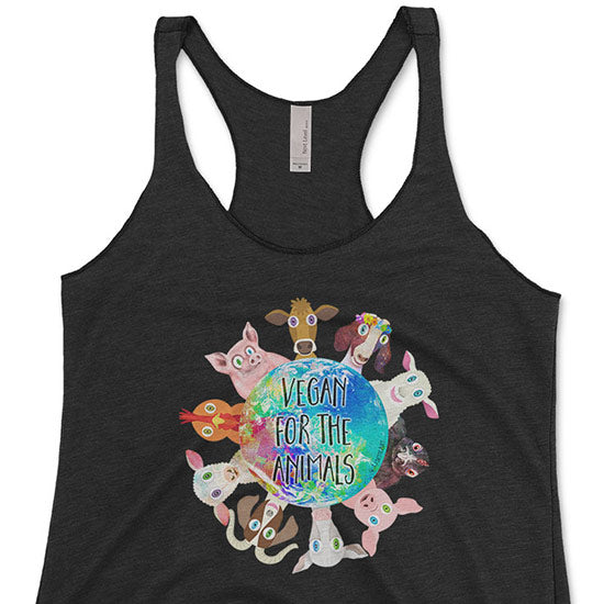 Vegan for the Animals  Tri-blend Racerback Tank For Sale