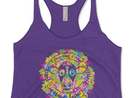 Don t Have a Cow, Have Tofu!  (flowers) Tri-blend Racerback Vegan Tank Supply