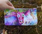 Cowpassionate Living - Pink Cow Vintage Pop  Small Zipper Pouch - Pencil Case - Vegan Makeup Bag Hot on Sale