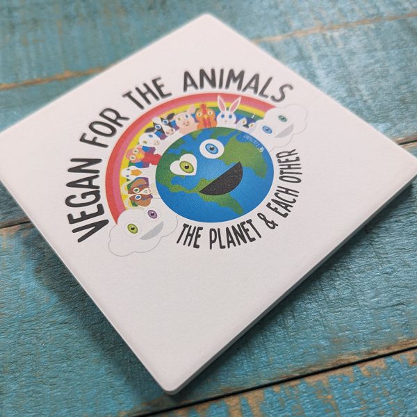 Vegan for Everything  Cute Animals Square Stone Coaster Online