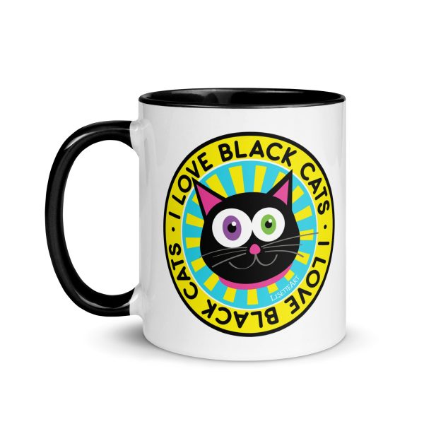 I Love Black Cats  Coffee Mug with Color Accents Supply