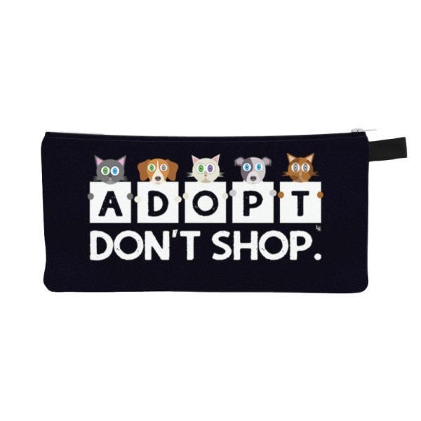 Adopt, Don t Shop.  Small Zipper Pouch - Cat and Dog Pencil Case - Makeup Bag For Cheap