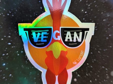 Vegan Sunglasses  Cool Chicken Holographic Vinyl Sticker Online Hot Sale