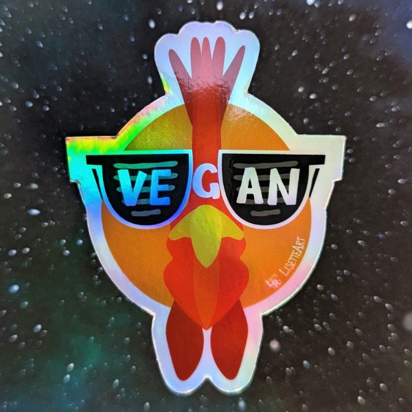 Vegan Sunglasses  Cool Chicken Holographic Vinyl Sticker Online Hot Sale