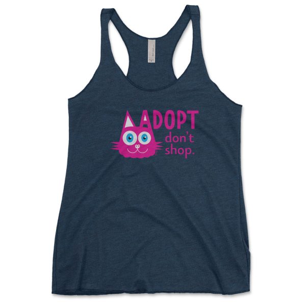 Adopt, Don t Shop.  (cat ear) Tri-blend Racerback Tank Fashion