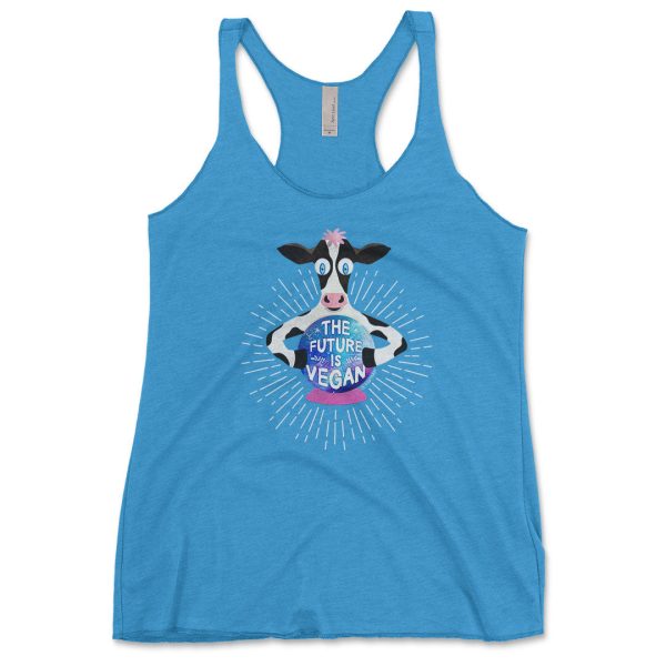 The Future is Vegan  Crystal Ball Cow Tri-blend Racerback Tank Online Hot Sale