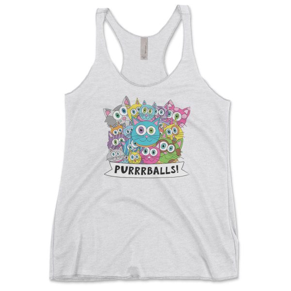 Purrrballs!  Tri-blend Racerback Cat Tank Fashion