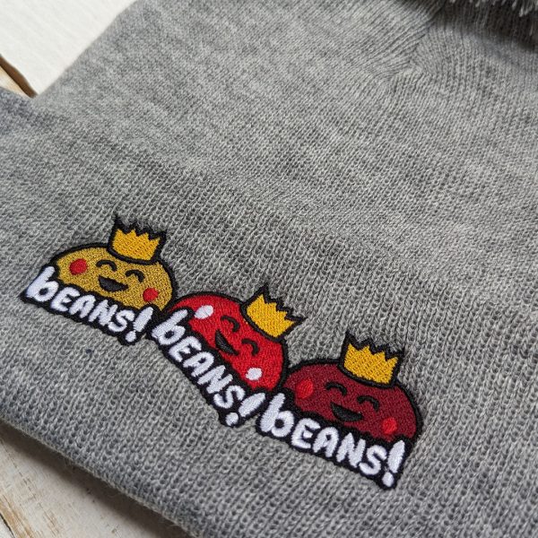 Beans! Beans! Beans!  Embroidered Beanie with Pom-pom Online Hot Sale