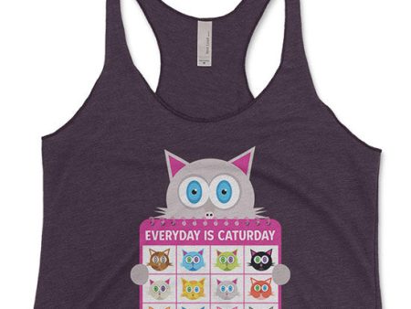 Everyday is Caturday  Tri-blend Racerback Cat Tank Online now