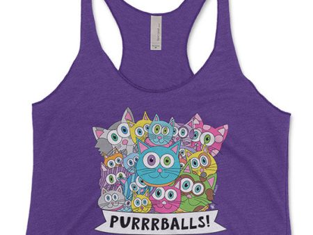 Purrrballs!  Tri-blend Racerback Cat Tank Fashion