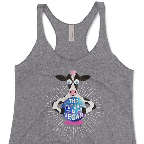 The Future is Vegan  Crystal Ball Cow Tri-blend Racerback Tank Online Hot Sale