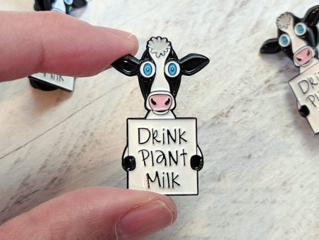 Drink Plant Milk  Vegan Cow Enamel Pin Supply