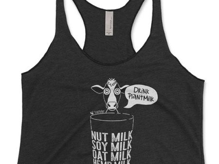 Drink Plant Milk Instead  Tri-blend Racerback Vegan Tank Cheap