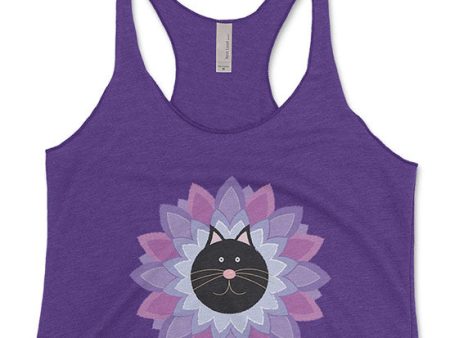 Purrrfect Flower  Tri-blend Racerback Cat Tank Online now